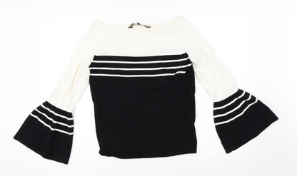 Principles Womens Black Striped  Pullover Jumper Size 10