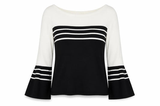 Principles Womens Black Striped  Pullover Jumper Size 10