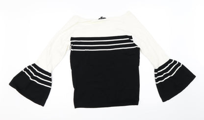 Principles Womens Black Striped  Pullover Jumper Size 10