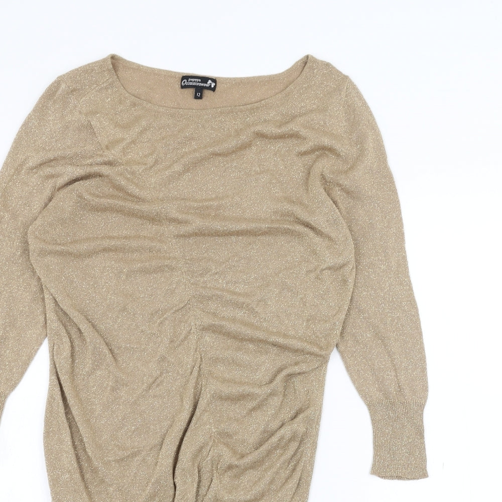 Papaya Womens Brown   Basic Blouse Size 12