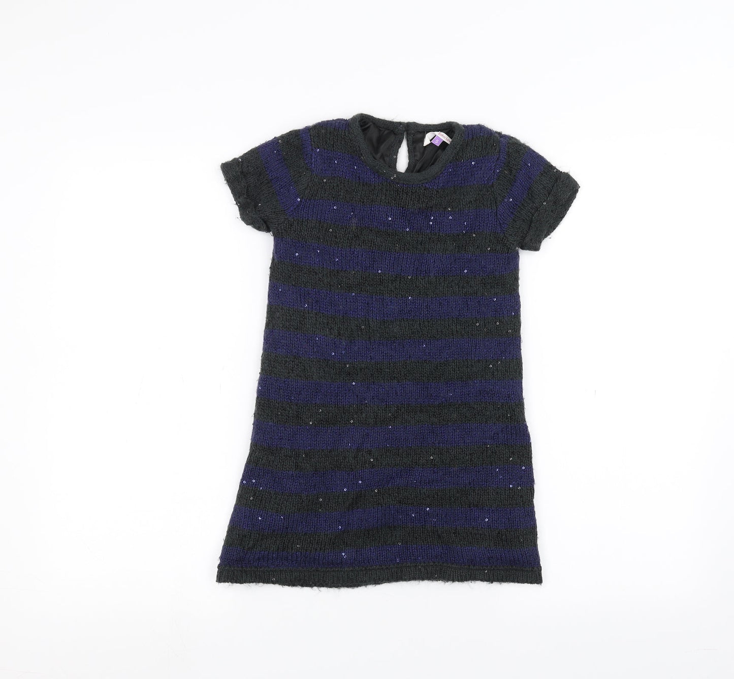 John Lewis Girls Grey Striped  A-Line  Size 5 Years