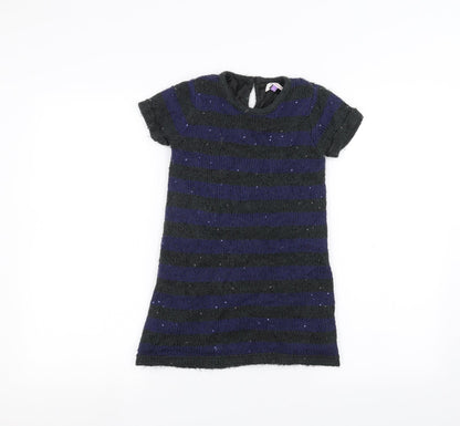John Lewis Girls Grey Striped  A-Line  Size 5 Years