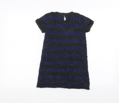 John Lewis Girls Grey Striped  A-Line  Size 5 Years