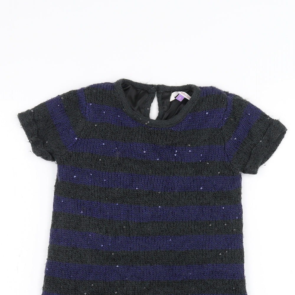 John Lewis Girls Grey Striped  A-Line  Size 5 Years