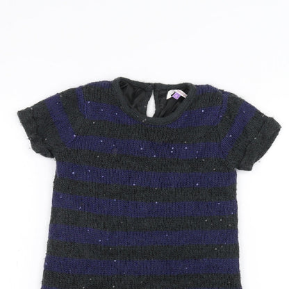 John Lewis Girls Grey Striped  A-Line  Size 5 Years