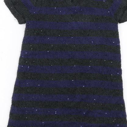 John Lewis Girls Grey Striped  A-Line  Size 5 Years