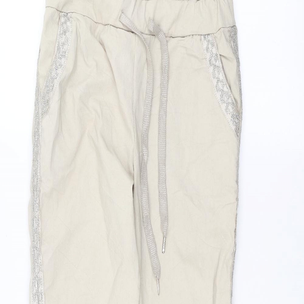 Womens UK Size 26 in Preworn Regular Fit Rain Trousers Beige Trousers