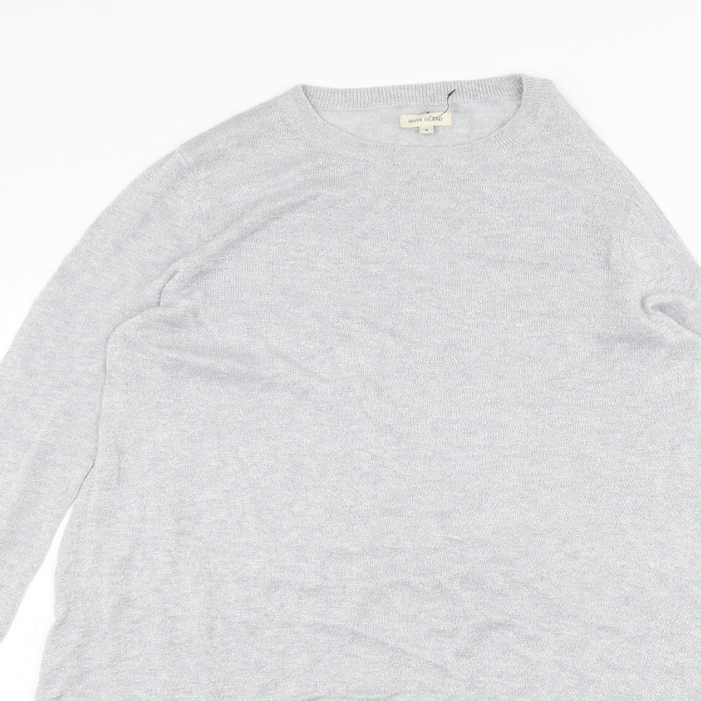 Womens UK Size 8 River Island Grey Basic T-Shirt