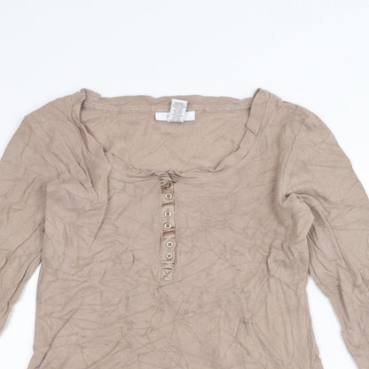 Womens UK Size L Alfani Brown Basic T-Shirt