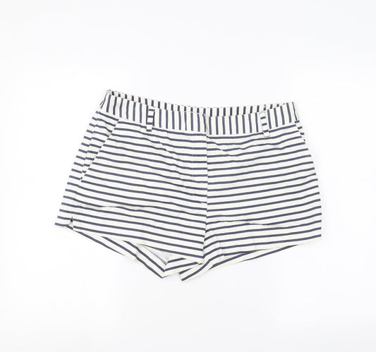 H&M Womens White Striped  Chino Shorts Size M