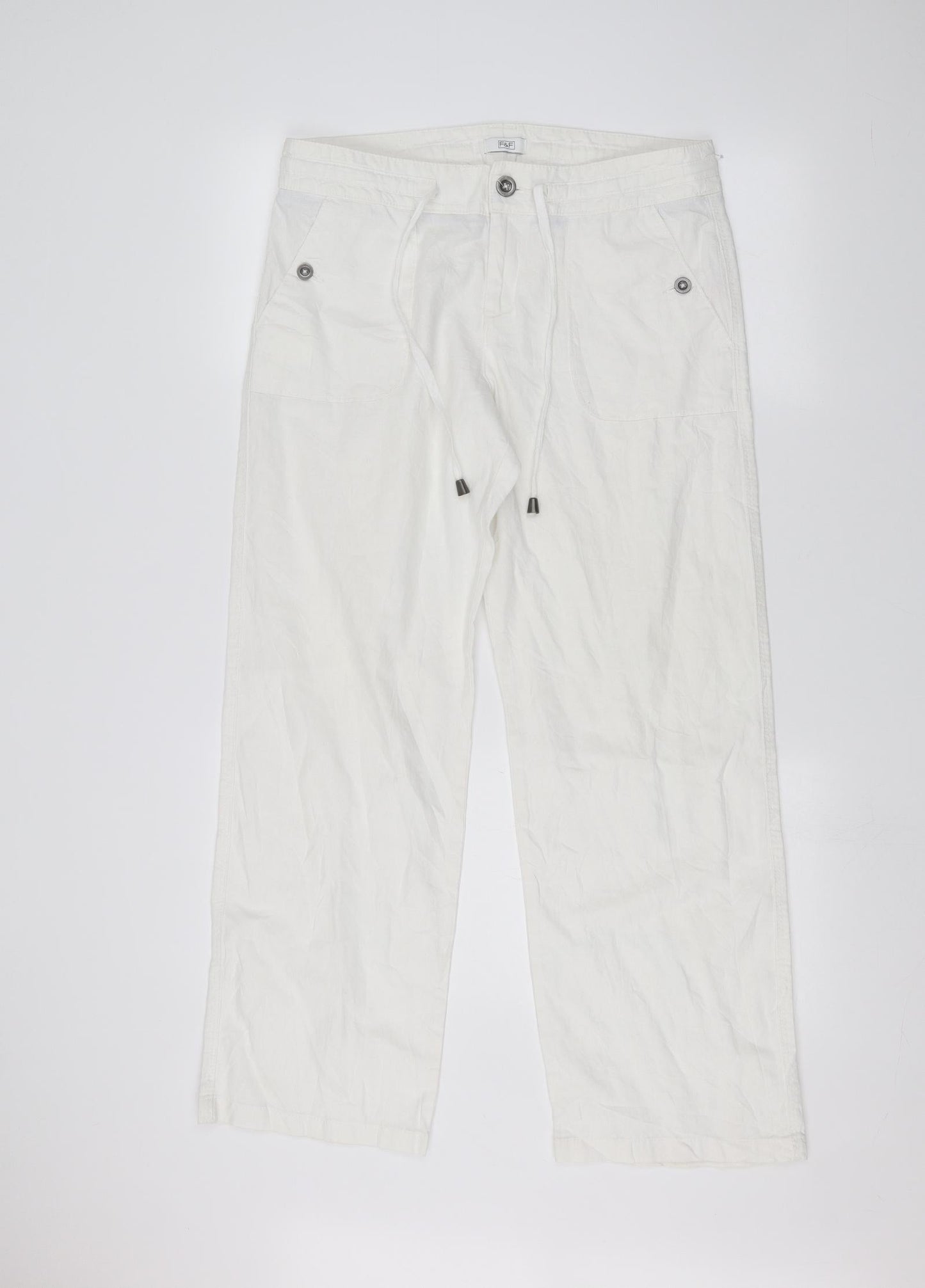 F&F Womens White   Straight Jeans Size 12 L28 in