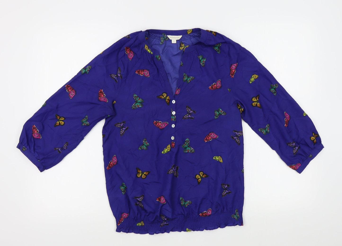 Womens UK Size S Monsoon Blue Basic Button-Up