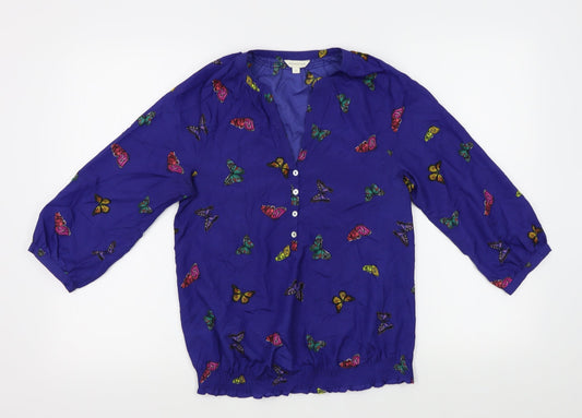 Womens UK Size S Monsoon Blue Basic Button-Up