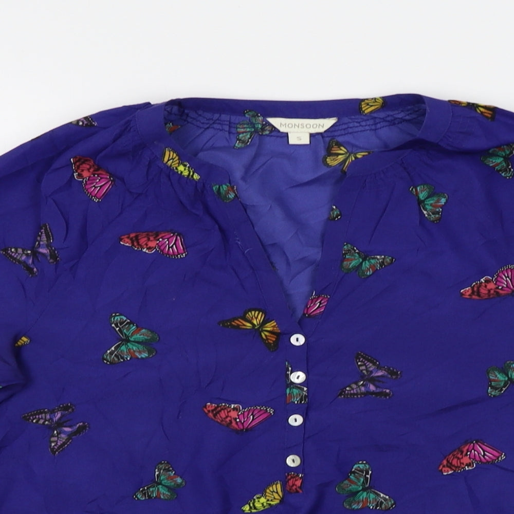 Womens UK Size S Monsoon Blue Basic Button-Up