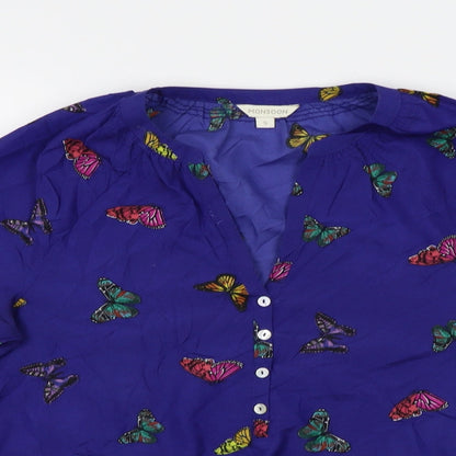 Womens UK Size S Monsoon Blue Basic Button-Up