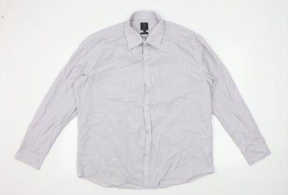 Taylor & Wright Mens Grey Striped   Button-Up Size 17  - 17 1/2