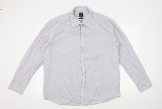Taylor & Wright Mens Grey Striped   Button-Up Size 17  - 17 1/2
