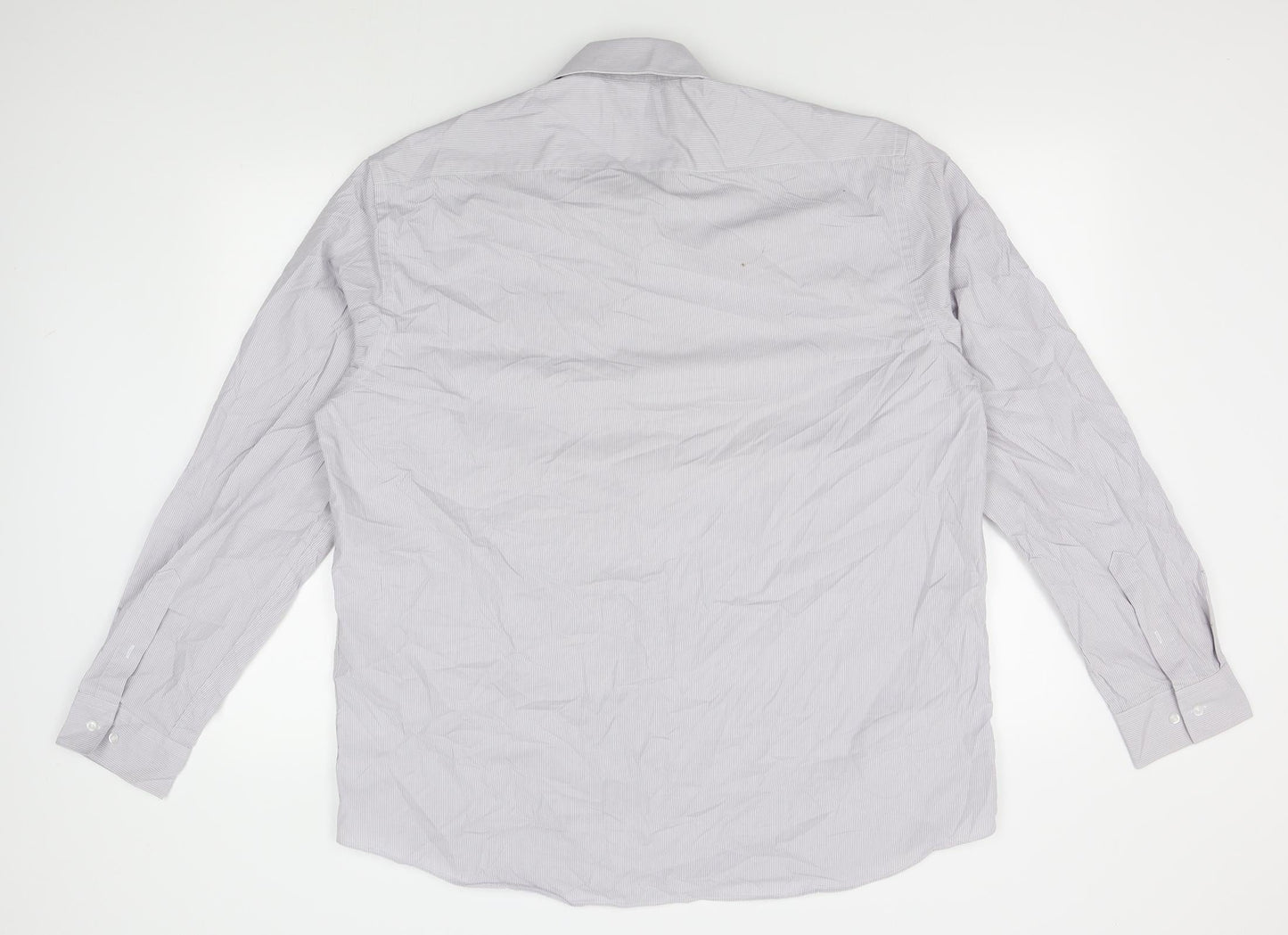 Taylor & Wright Mens Grey Striped   Button-Up Size 17  - 17 1/2