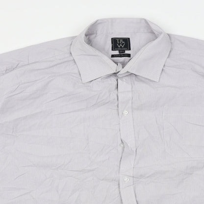 Taylor & Wright Mens Grey Striped   Button-Up Size 17  - 17 1/2