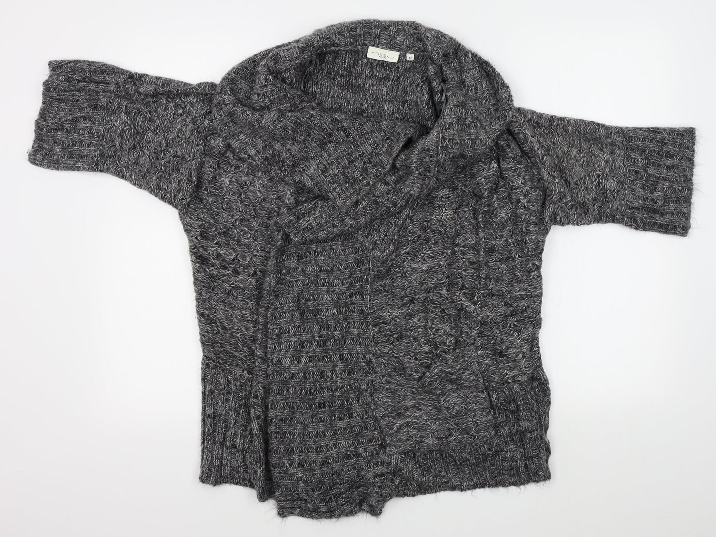 Womens UK Size 12 New Look Grey Wrap Jumper