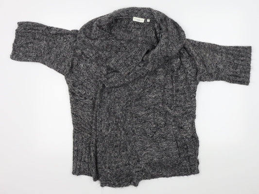 Womens UK Size 12 New Look Grey Wrap Jumper