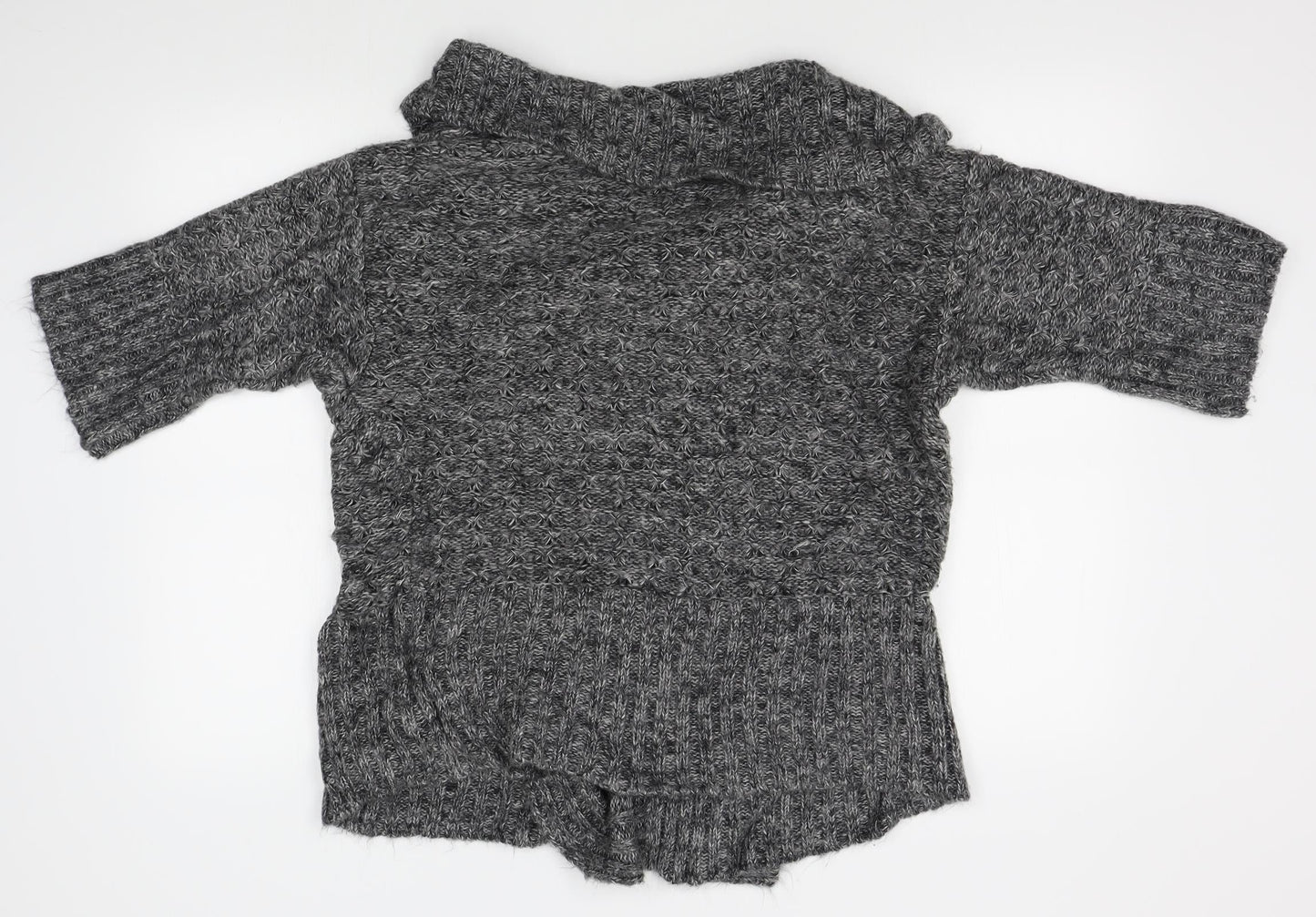 Womens UK Size 12 New Look Grey Wrap Jumper