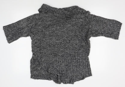 Womens UK Size 12 New Look Grey Wrap Jumper