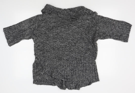 Womens UK Size 12 New Look Grey Wrap Jumper
