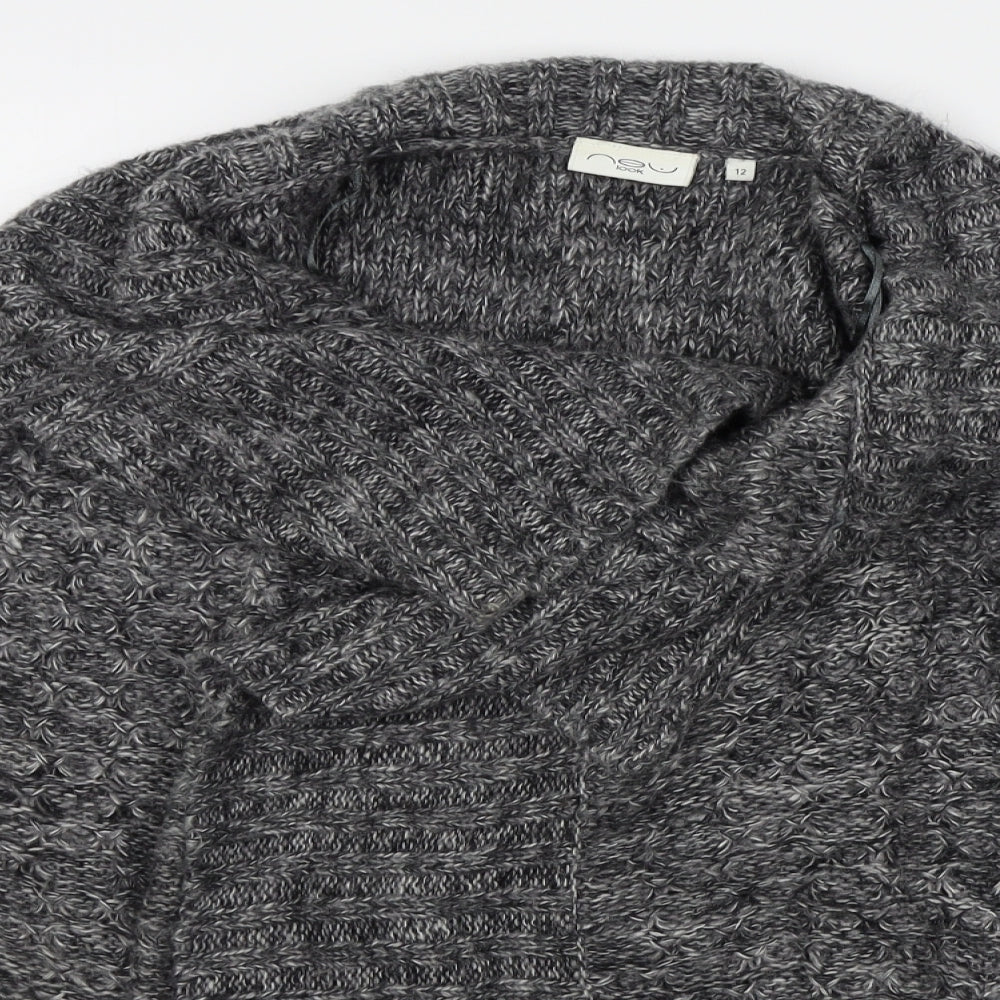 Womens UK Size 12 New Look Grey Wrap Jumper