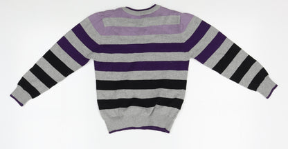 Matalan Girls Grey Striped  Pullover Jumper Size 6-7 Years