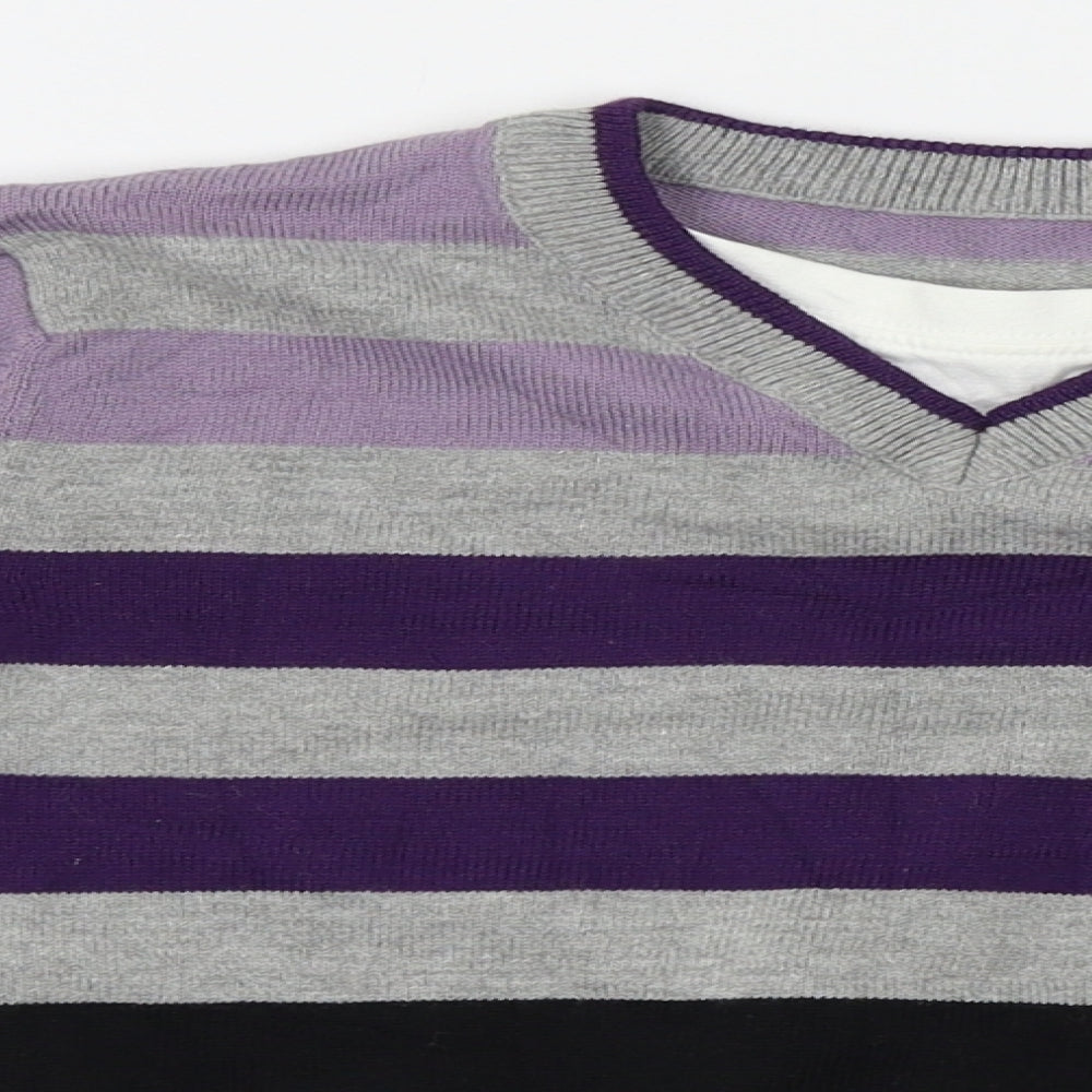 Matalan Girls Grey Striped  Pullover Jumper Size 6-7 Years