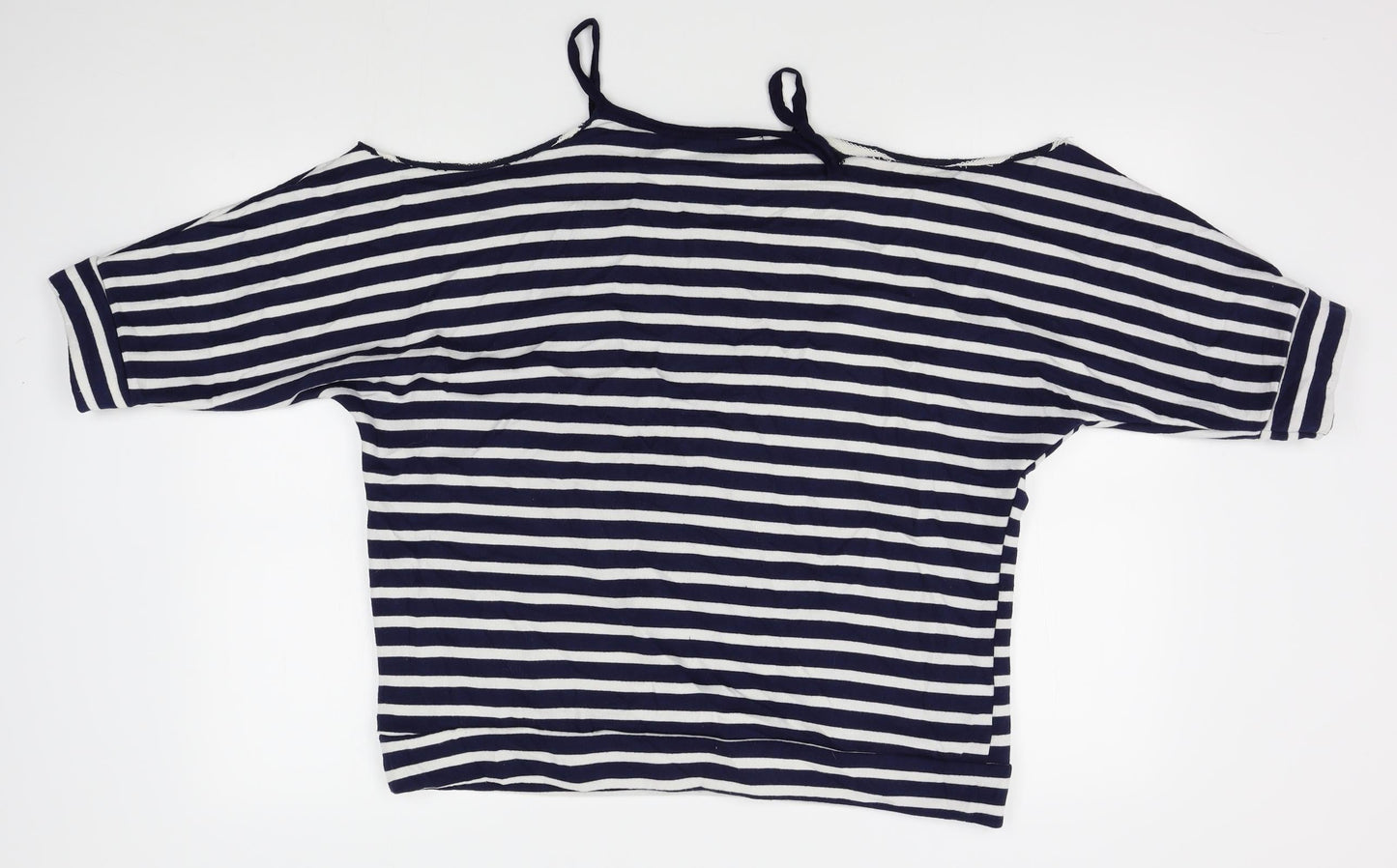 Boohoo Womens Blue Striped  Pullover Jumper Size 14  - shoulderless