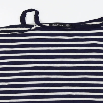 Boohoo Womens Blue Striped  Pullover Jumper Size 14  - shoulderless