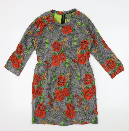 Preworn Womens Grey Floral  A-Line  Size 10