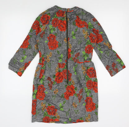 Preworn Womens Grey Floral  A-Line  Size 10