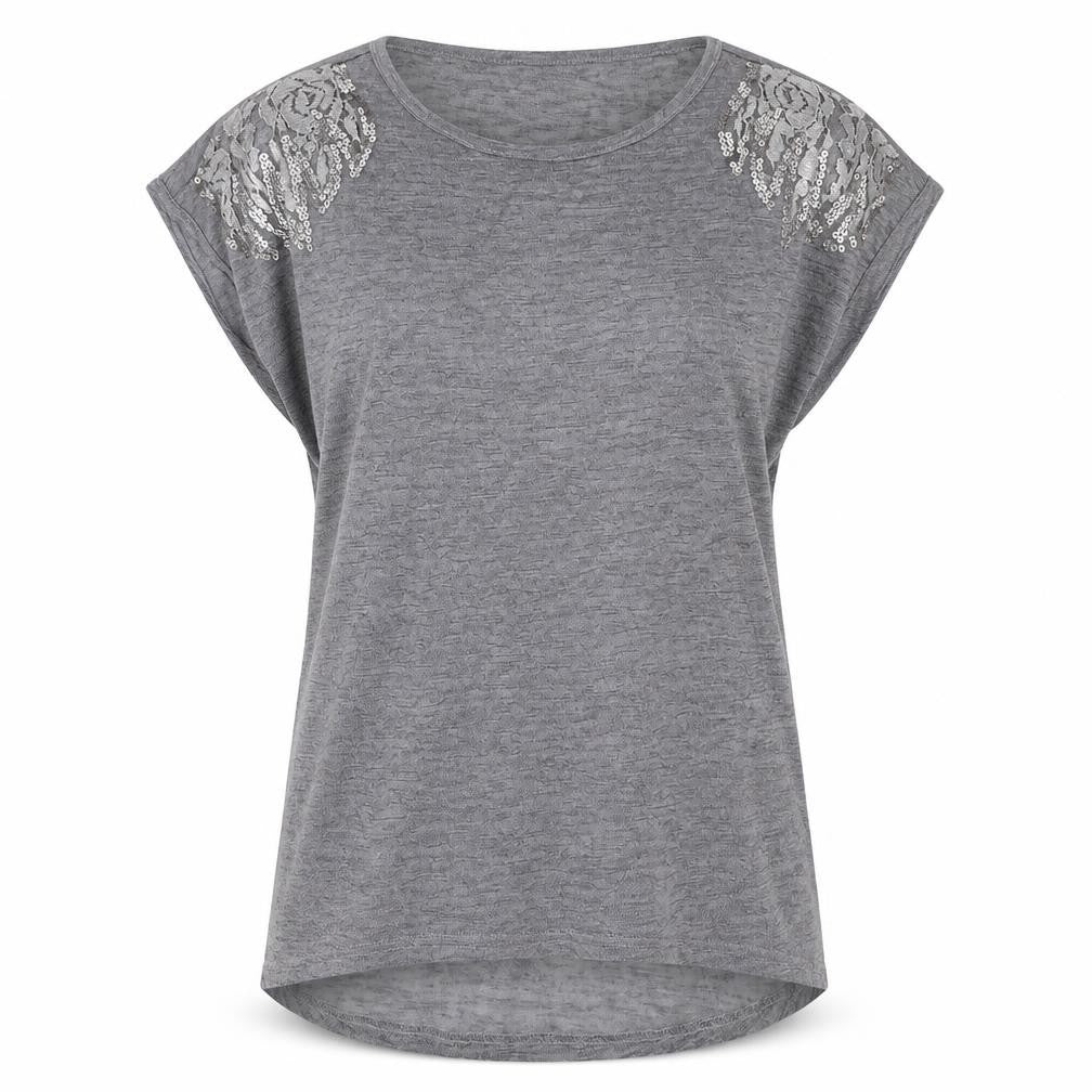 Womens UK Size 14 Apricot Grey Basic T-Shirt