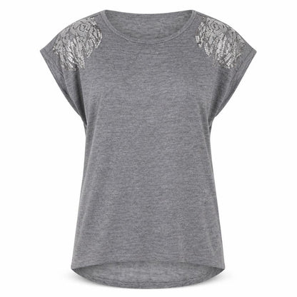 Womens UK Size 14 Apricot Grey Basic T-Shirt