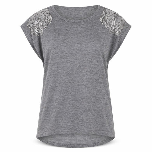 Womens UK Size 14 Apricot Grey Basic T-Shirt