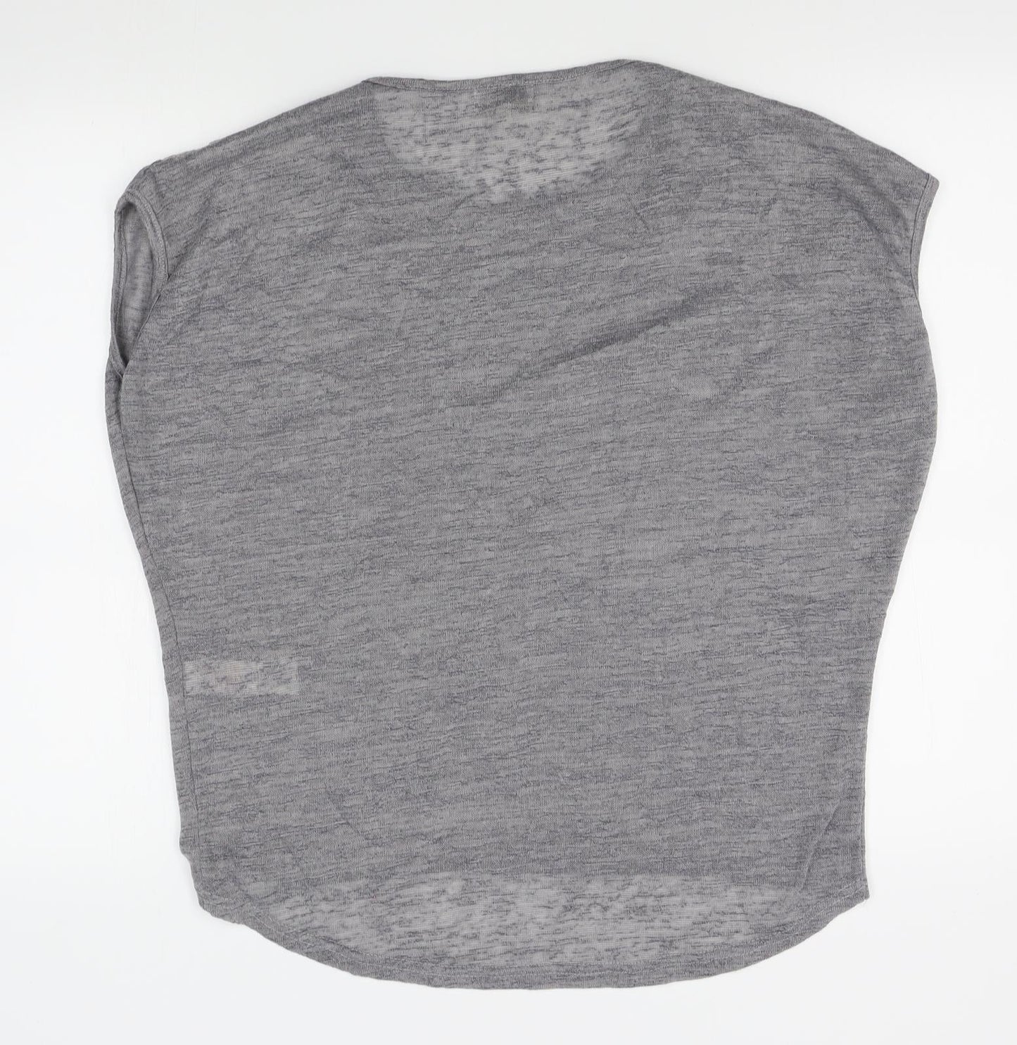 Womens UK Size 14 Apricot Grey Basic T-Shirt