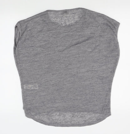 Womens UK Size 14 Apricot Grey Basic T-Shirt