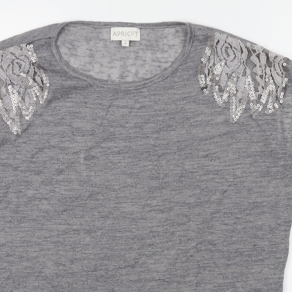 Womens UK Size 14 Apricot Grey Basic T-Shirt