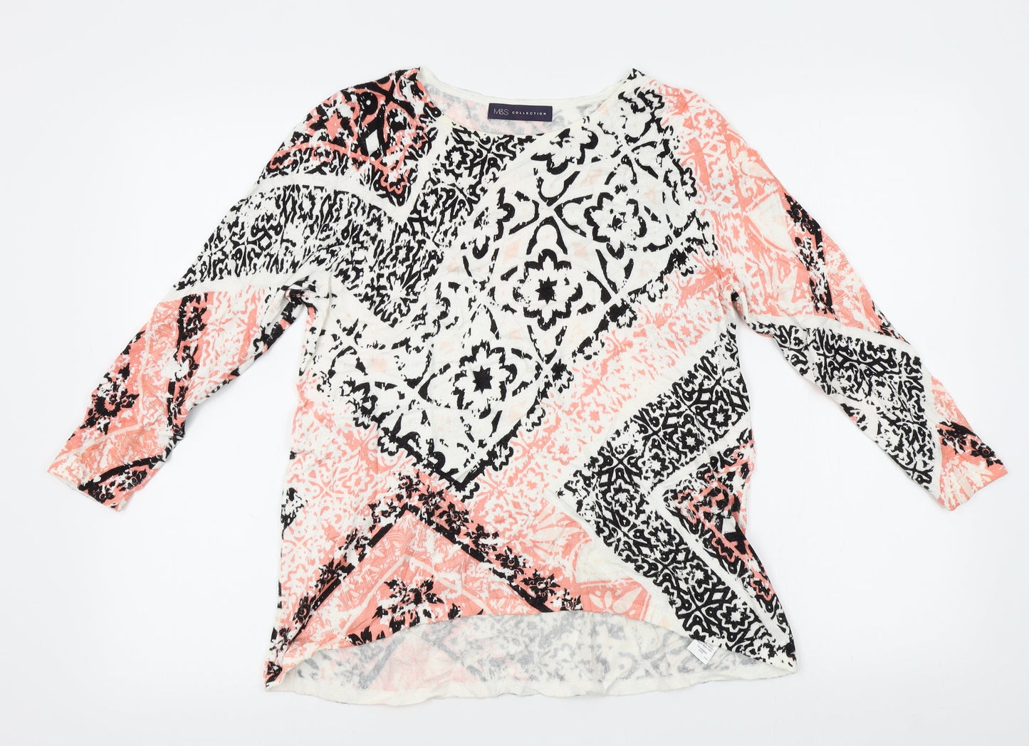 M&S Womens Orange Floral  Basic Blouse Size 8