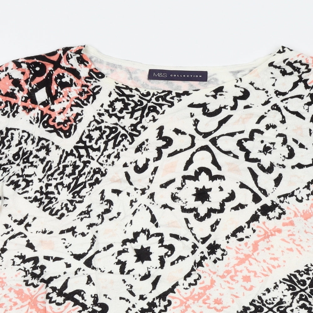 M&S Womens Orange Floral  Basic Blouse Size 8