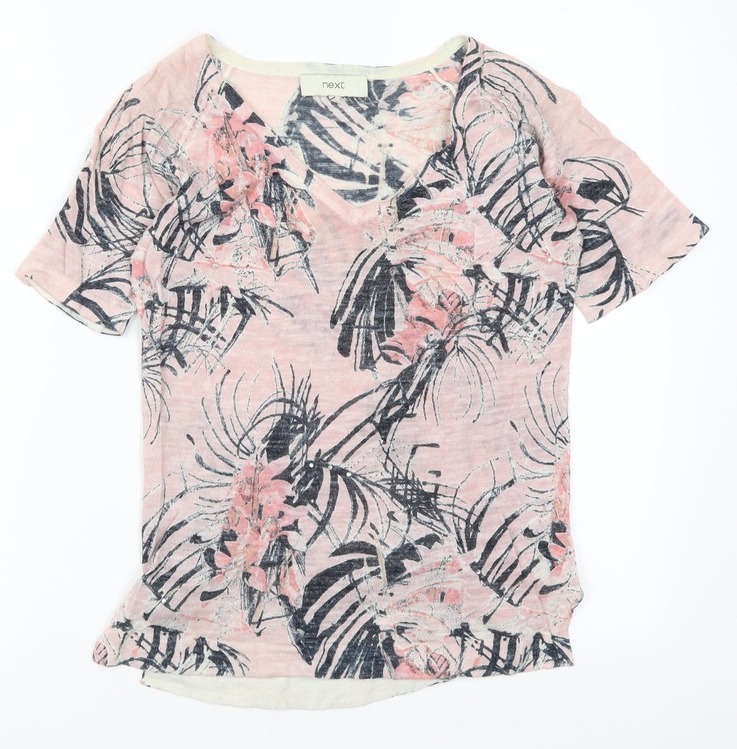 NEXT Womens Pink Floral  Basic T-Shirt Size 6
