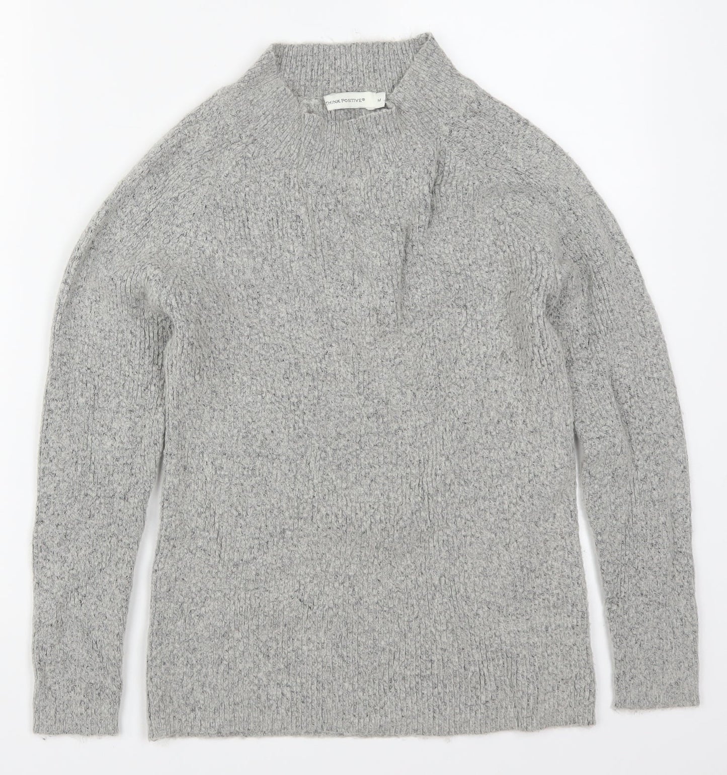 THINK POSITIVE Womens Grey  Knit Pullover Jumper Size M