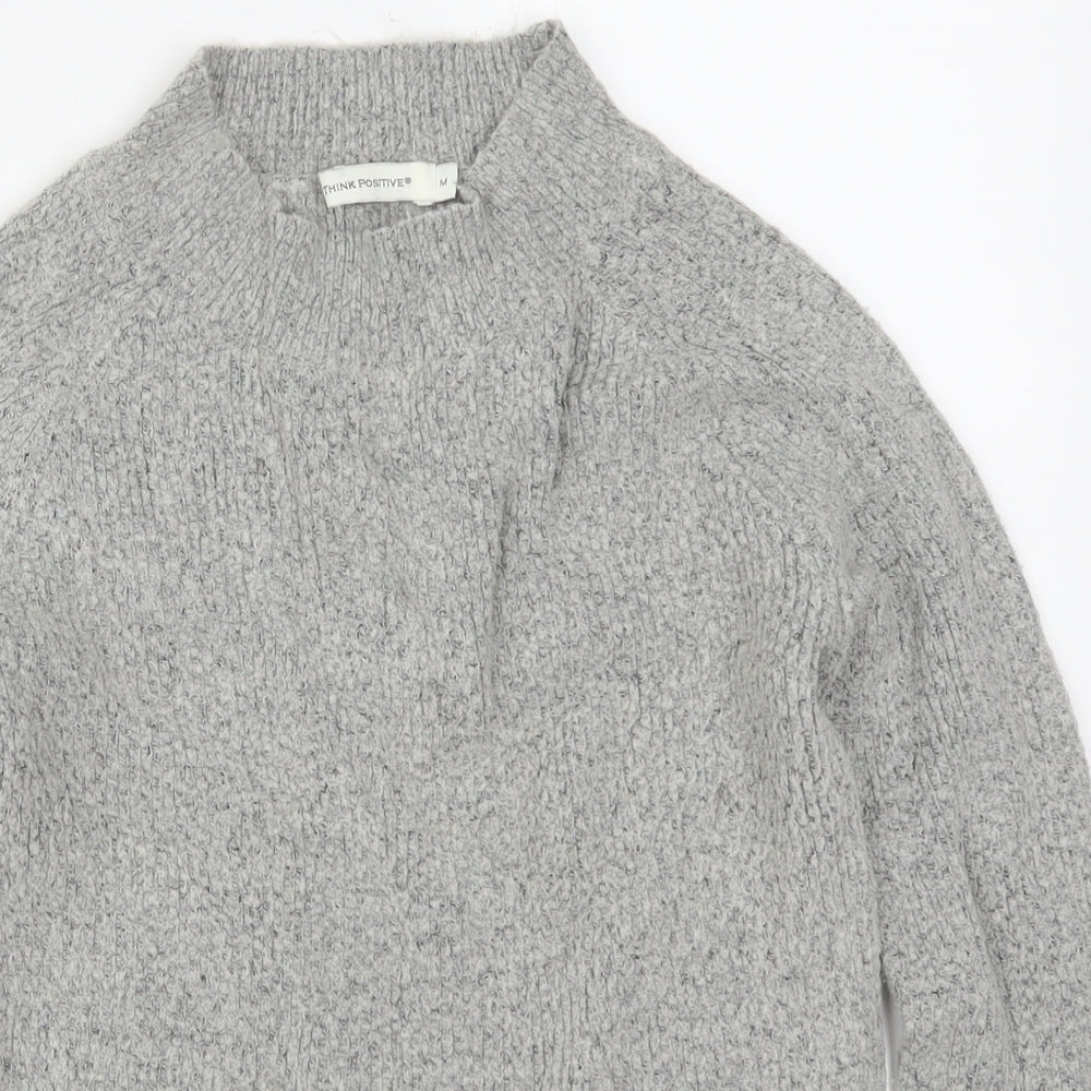 THINK POSITIVE Womens Grey  Knit Pullover Jumper Size M