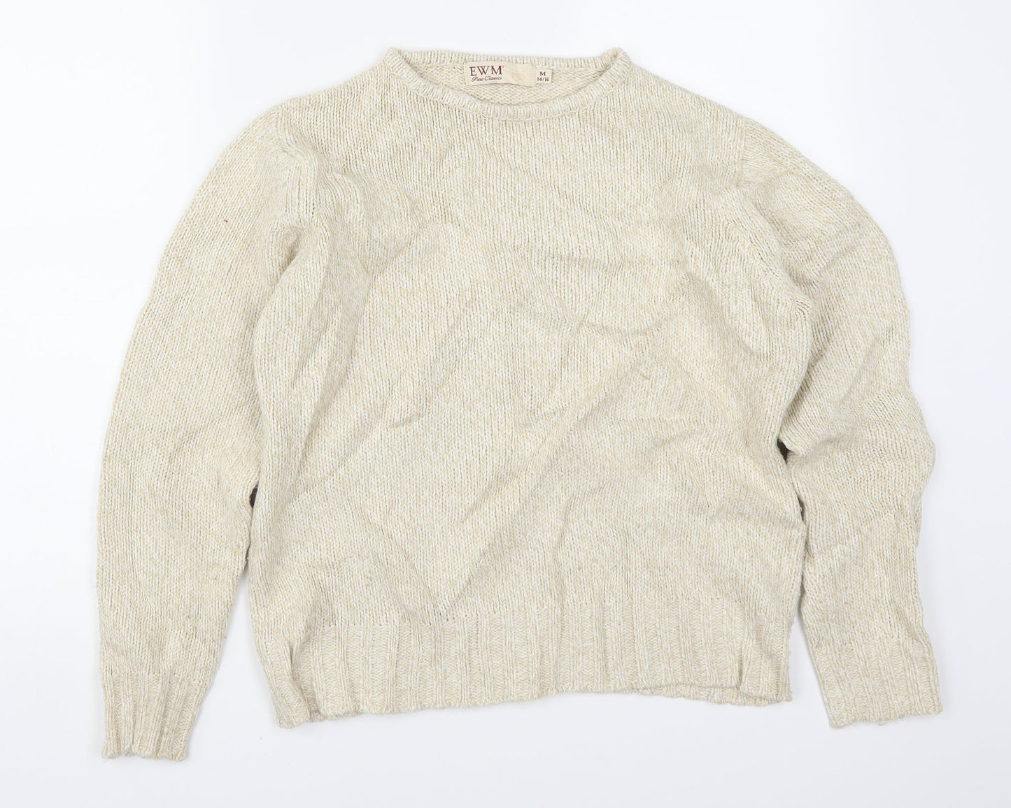 EWM Womens Beige  Knit Pullover Jumper Size 14