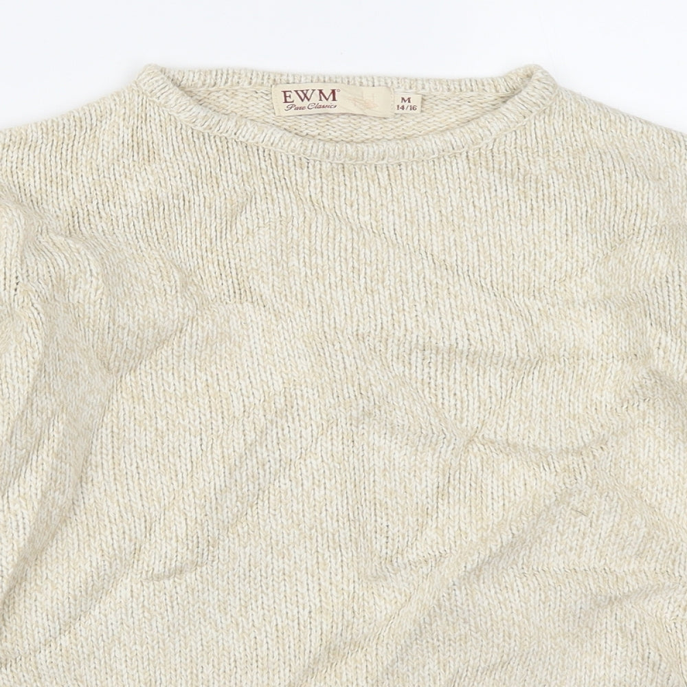 EWM Womens Beige  Knit Pullover Jumper Size 14