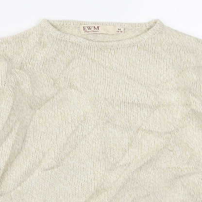 EWM Womens Beige  Knit Pullover Jumper Size 14