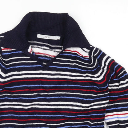 EWM Womens Blue Striped Knit Pullover Jumper Size 10  - Red
